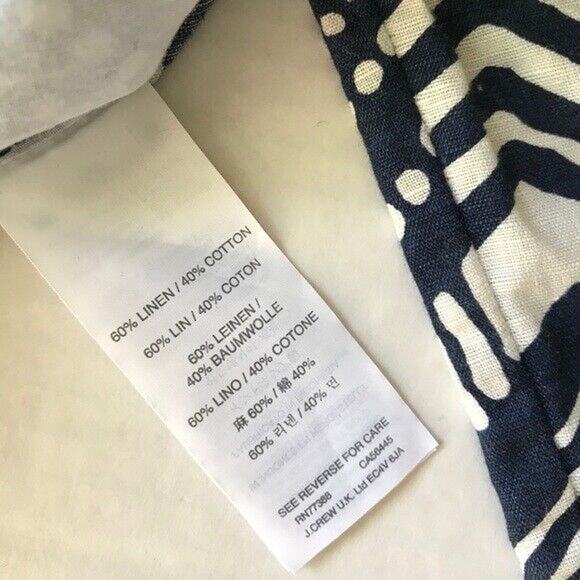 J Crew Cute Linen Zig-Zag Navy and White Print Sleeveless Jumpsuit Romper Size 0 - Picture 6 of 7